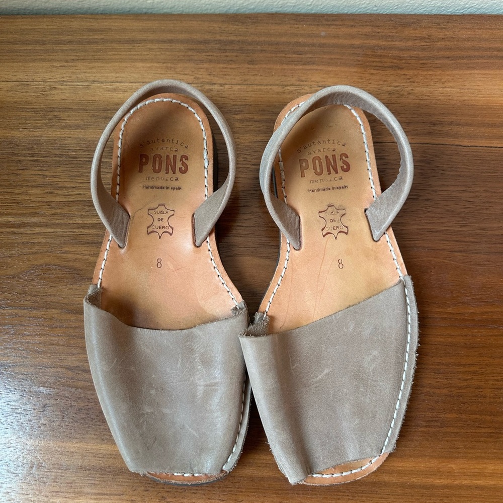 Pons Women's Tan/gray Leather Sandals 8